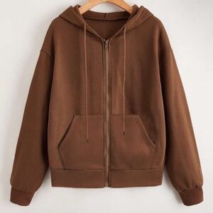 Brown Zip-Up Hoodie